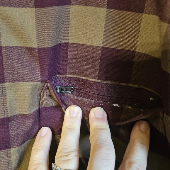 Lululemon Masons Peak Flannel Shirt Mens XL Tan/Maroon Plaid Long Sleeve - Picture 3 of 5